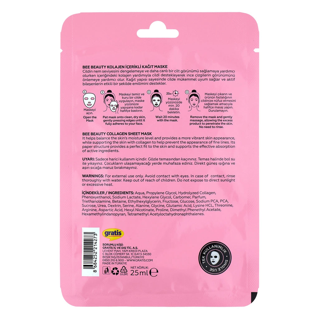 Bee Beauty Collagen-Infused Sheet Face Mask 25 ml