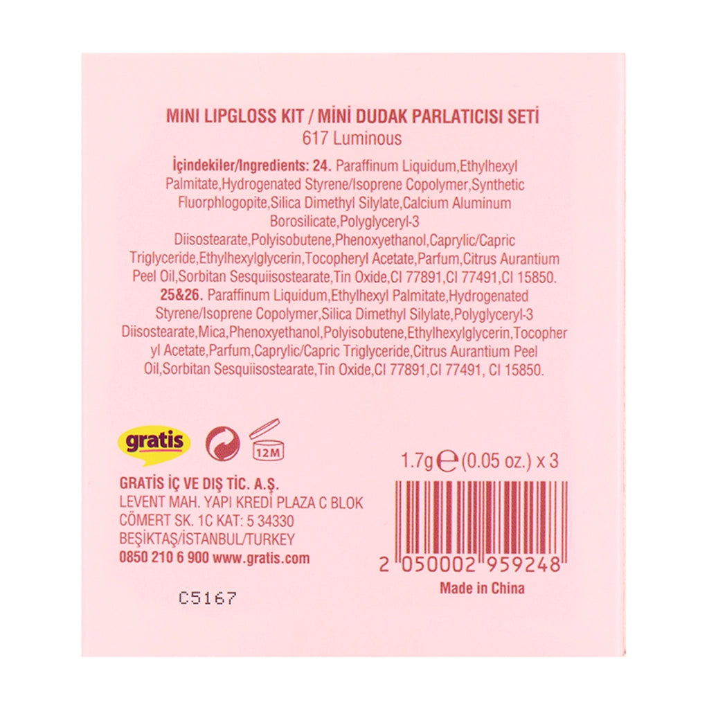 Beaulis Must Have It Mini Liquid Gloss Lipstick Set 617 Luminous