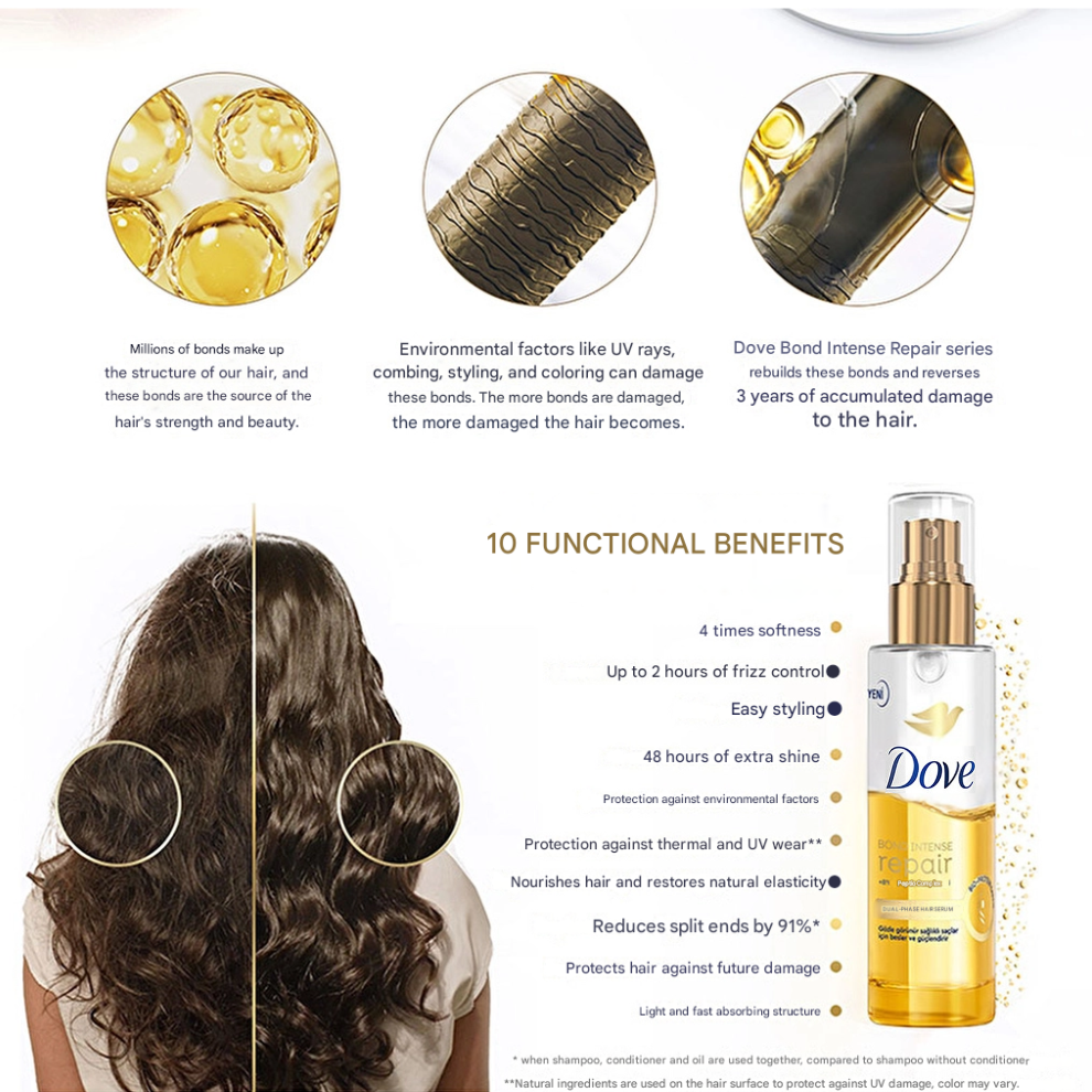 Dove Dual Phase Hair Serum Bond Intense Repair + Peptide Complex 80 ml