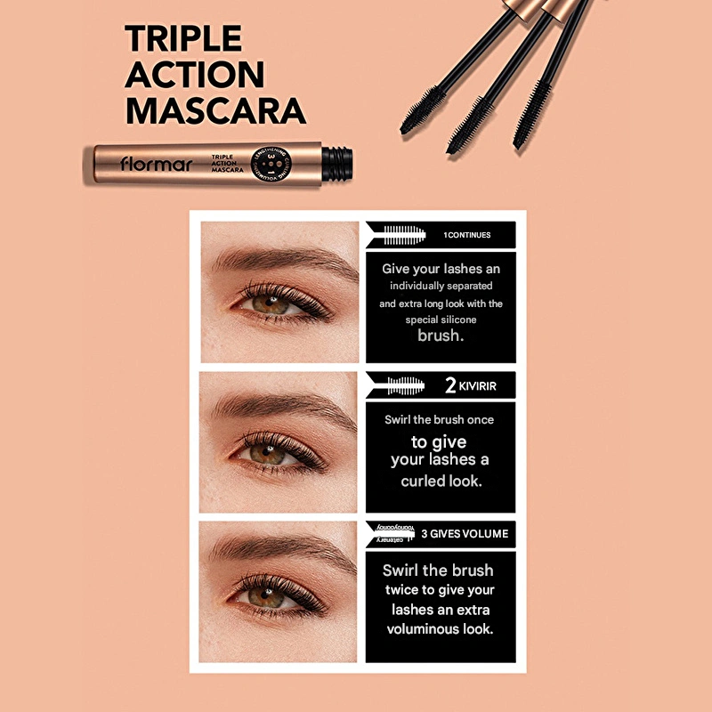 Flormar Triple Action 3 Stage Mascara 001 Triple Action Mascara