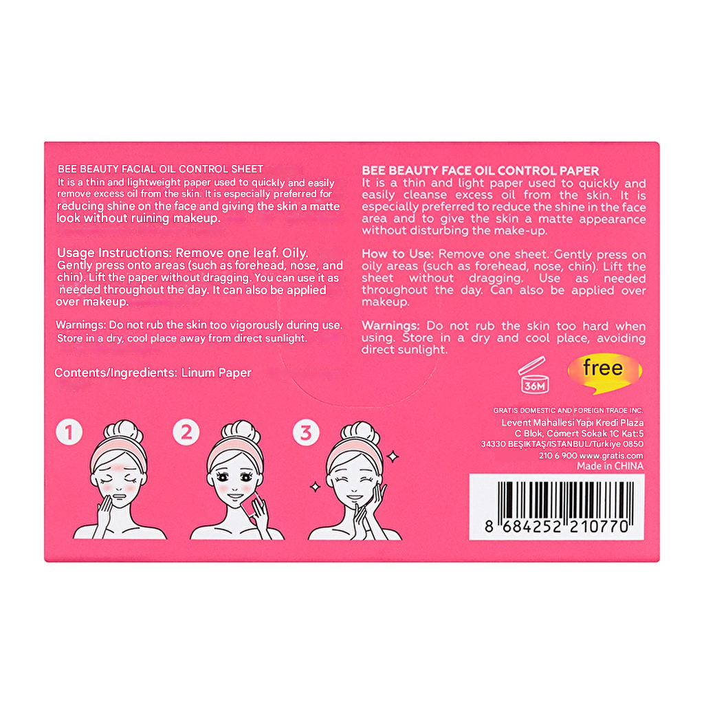 Bee Beauty Facial Oil Control Papers, 50 Sheets
