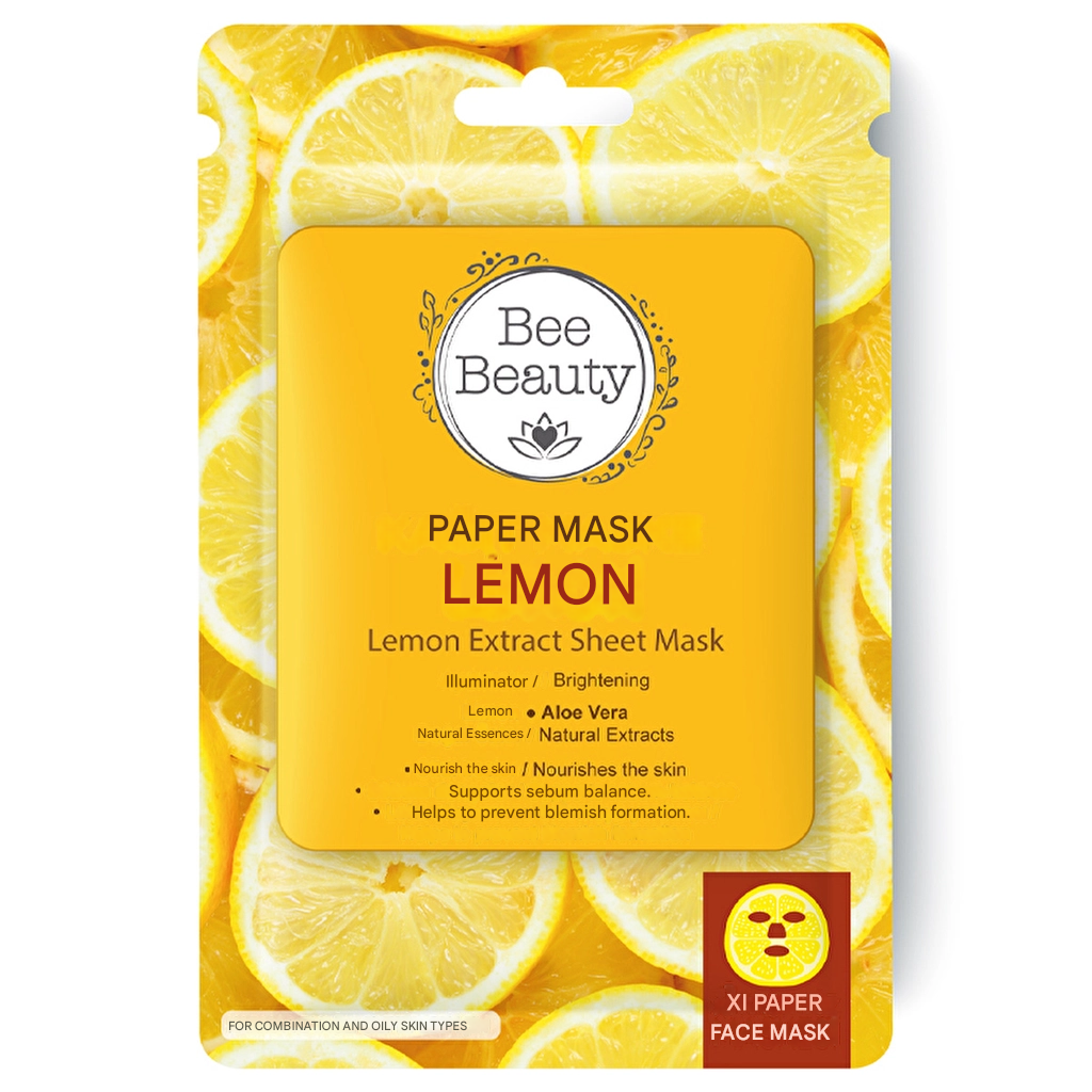 Bee Beauty Lemon Patterned Paper Face Mask