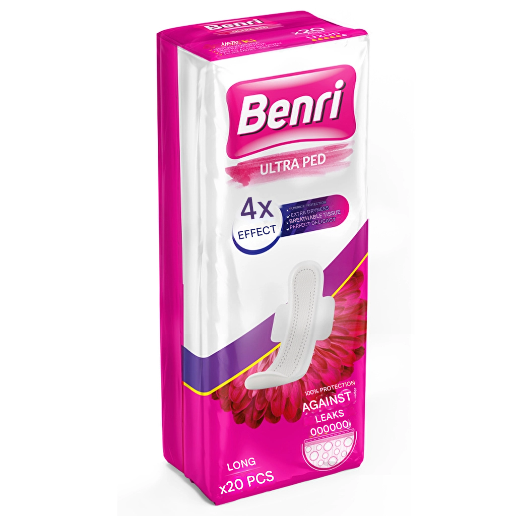Benri Hygienic Pads, Long, Pack of 20