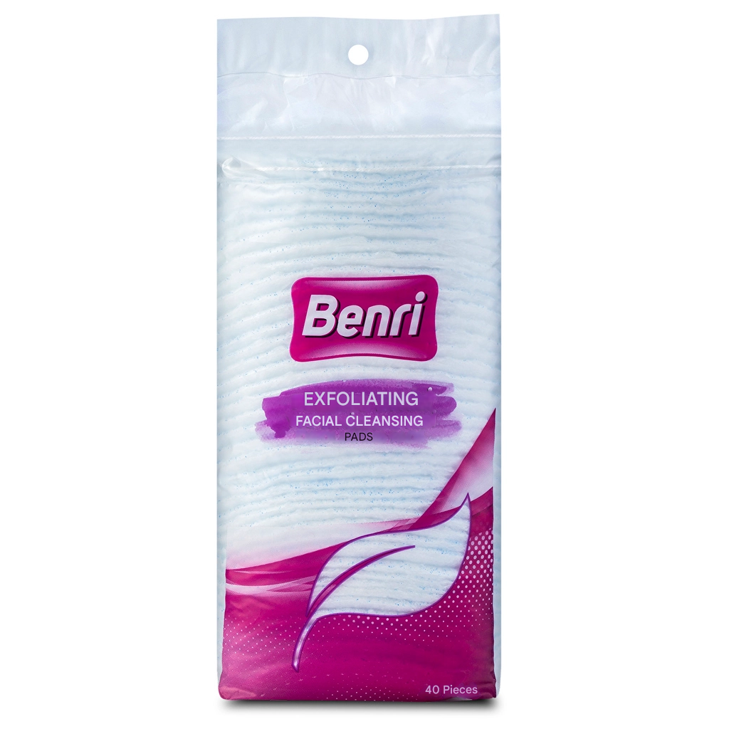 Benri Exfoliating Facial Cleansing Pads, Pack of 40