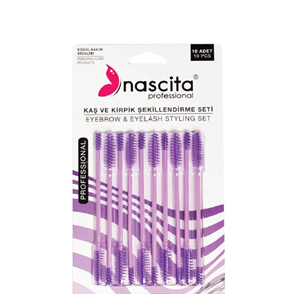 Nascita 10-Piece Purple Eyebrow and Mascara Brush Set