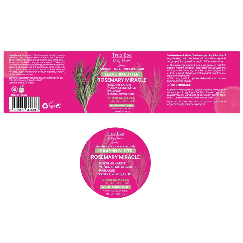 True Bee Rosemary Leave-In Butter Leave-In Hair Conditioner 220 ml