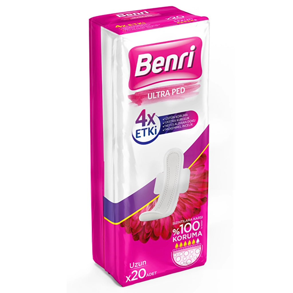 Benri Hygienic Pads, Long, Pack of 20