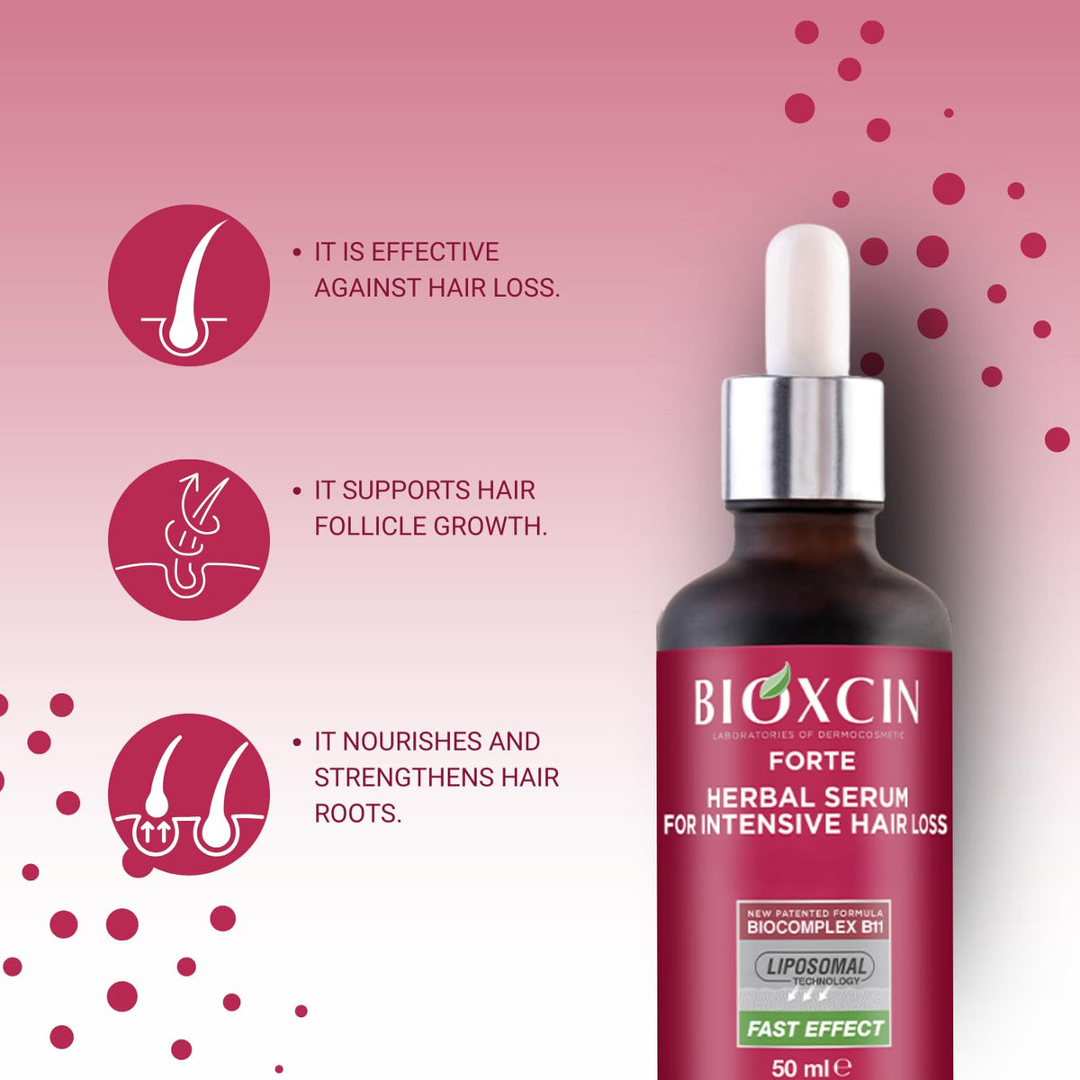 Bioxcin Forte Anti-Hair Loss Hair Growth Serum – 3 × 50 ml