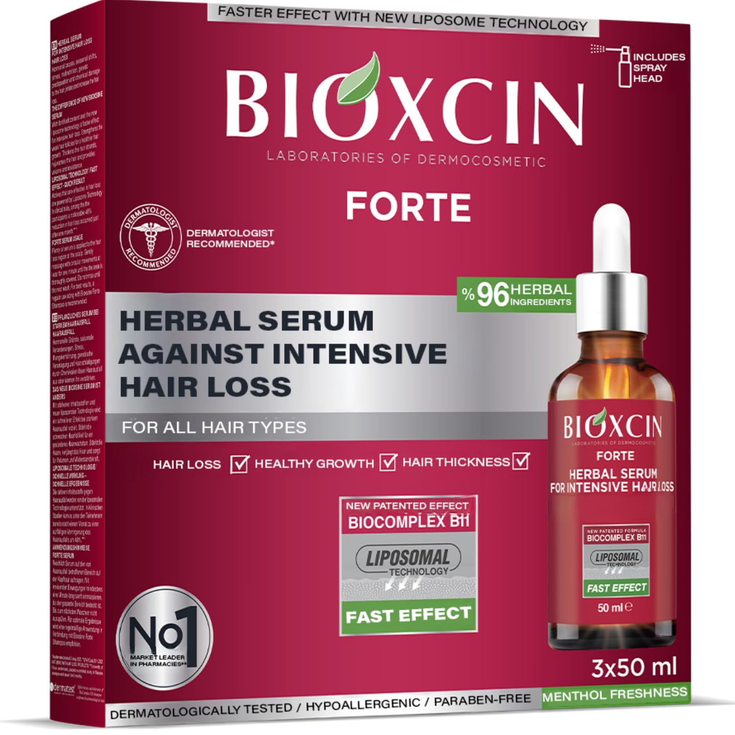 Bioxcin Forte Anti-Hair Loss Hair Growth Serum – 3 × 50 ml
