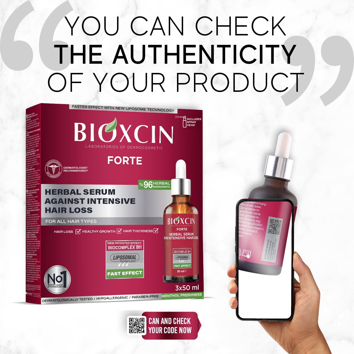 Bioxcin Forte Anti-Hair Loss Hair Growth Serum – 3 × 50 ml