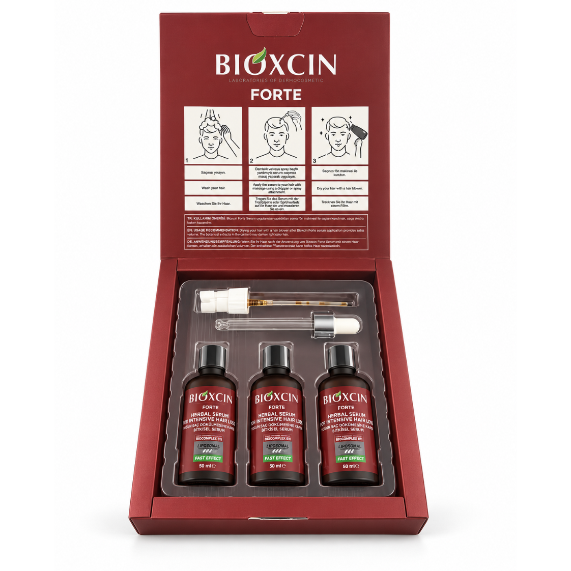Bioxcin Forte Anti-Hair Loss Hair Growth Serum – 3 × 50 ml