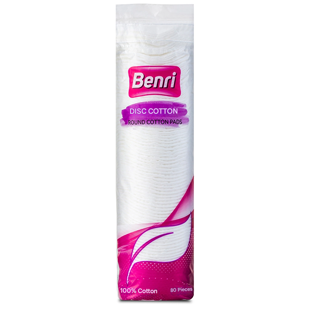Benri Disk Makeup Remover Cotton Pads, 80 Pieces