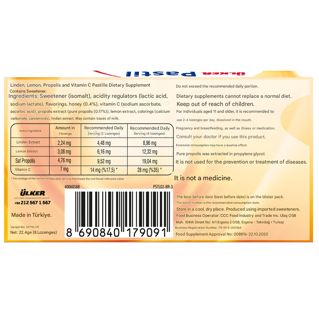 Ülker - Pastilles Propolis 8 Pieces